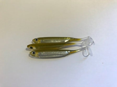 3 Minnow Paddle Tail Green/silver Flash