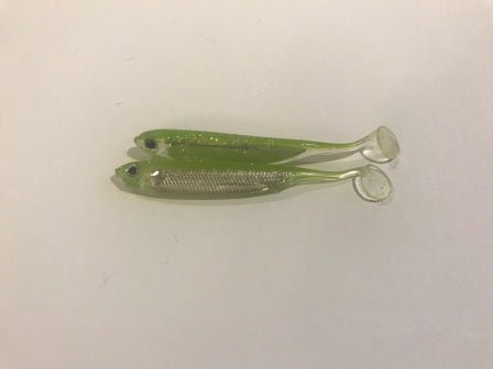 3 Minnow Paddle Tail Green/silver Flash